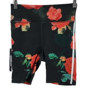 Noli Yoga Rose Print Compression Bike Shorts Womens Size Medium
